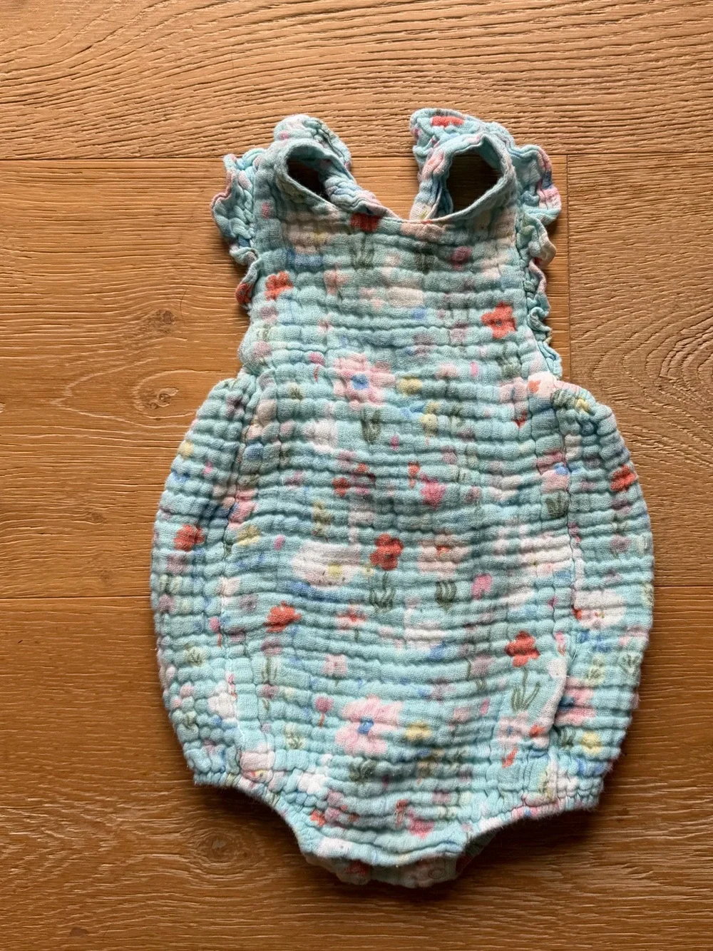 Angle Dear - Floral Muslin Ruffle Romper